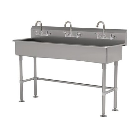 Advance Tabco 3 Station NSF 14 Ga. 304 SS Floor Mounted Sink - Faucet Included FS-FM-60-F